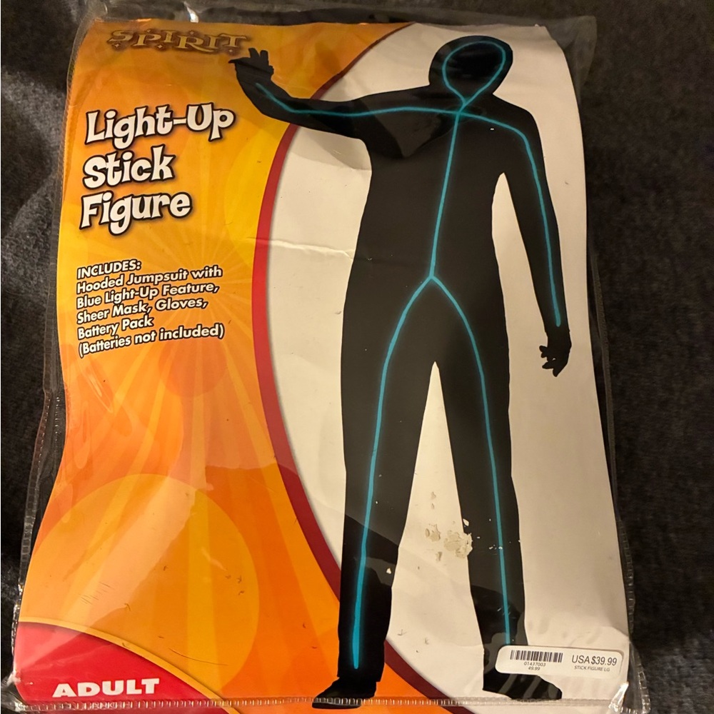 Light-Up Stick Figure Costume with Blue Lights
